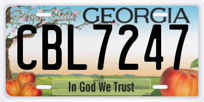 GA license plate CBL7247