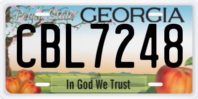 GA license plate CBL7248