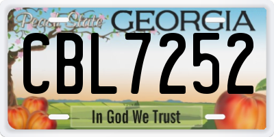 GA license plate CBL7252