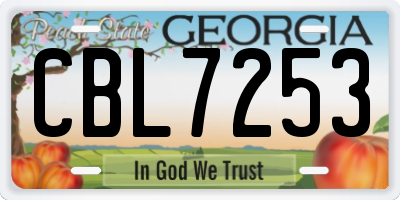 GA license plate CBL7253
