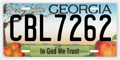 GA license plate CBL7262