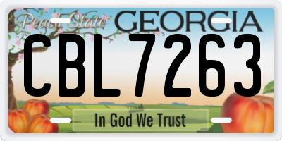 GA license plate CBL7263