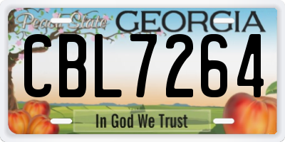 GA license plate CBL7264