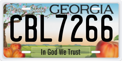 GA license plate CBL7266