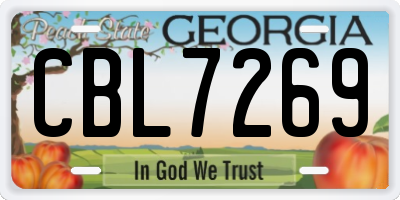 GA license plate CBL7269