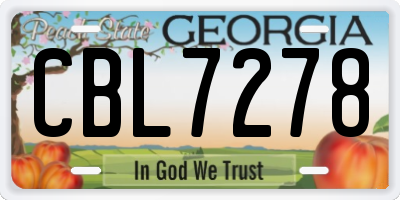 GA license plate CBL7278