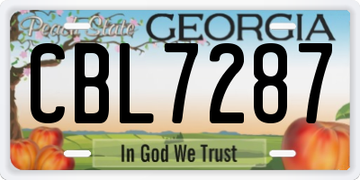 GA license plate CBL7287