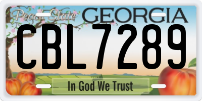 GA license plate CBL7289