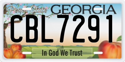GA license plate CBL7291