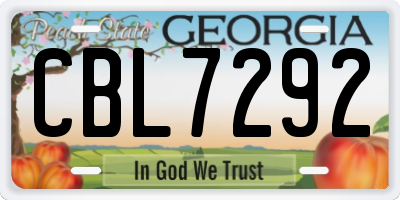 GA license plate CBL7292