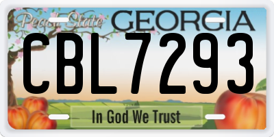 GA license plate CBL7293