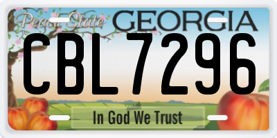 GA license plate CBL7296
