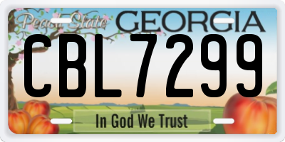 GA license plate CBL7299