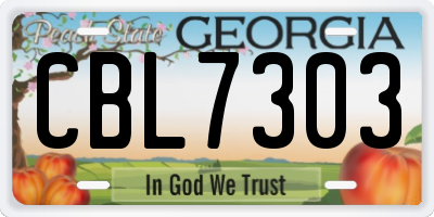 GA license plate CBL7303