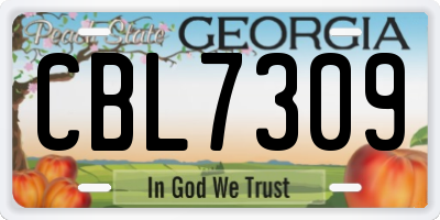 GA license plate CBL7309