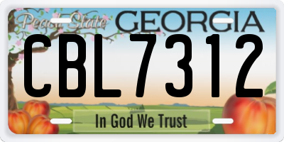 GA license plate CBL7312