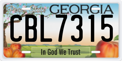 GA license plate CBL7315