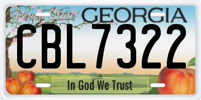 GA license plate CBL7322