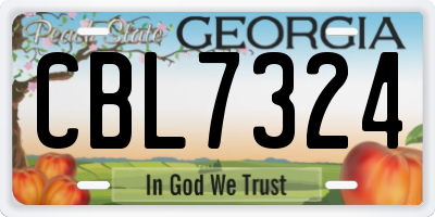 GA license plate CBL7324