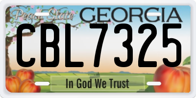 GA license plate CBL7325