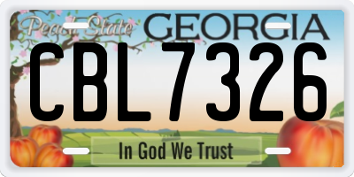 GA license plate CBL7326