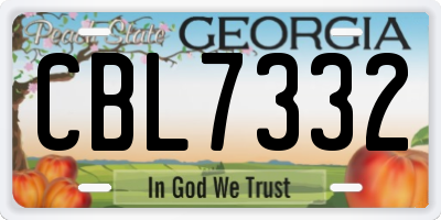 GA license plate CBL7332