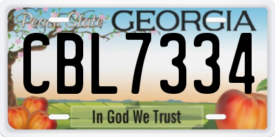 GA license plate CBL7334