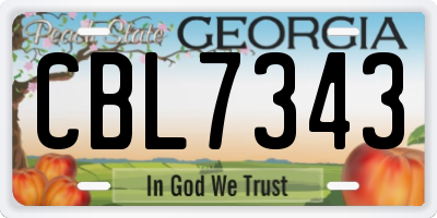 GA license plate CBL7343