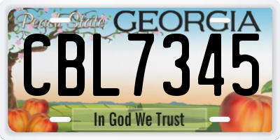 GA license plate CBL7345