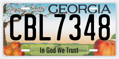 GA license plate CBL7348