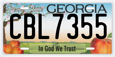 GA license plate CBL7355