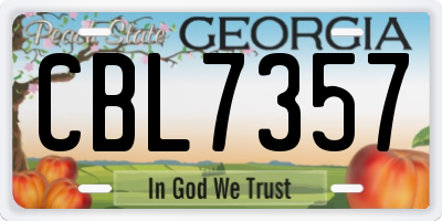 GA license plate CBL7357