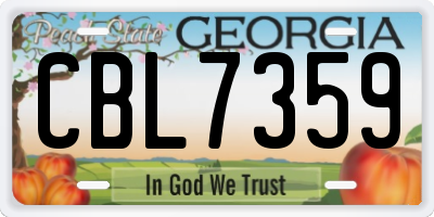 GA license plate CBL7359