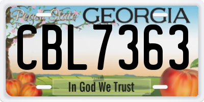 GA license plate CBL7363