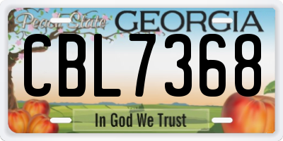 GA license plate CBL7368