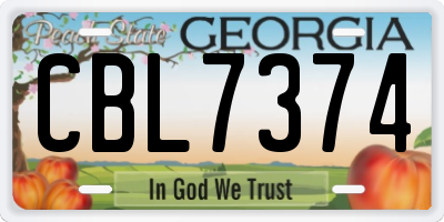 GA license plate CBL7374