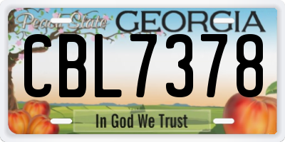 GA license plate CBL7378