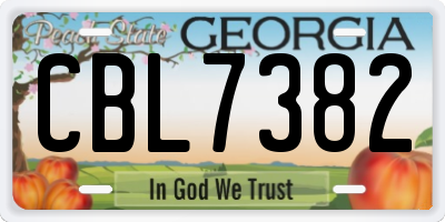 GA license plate CBL7382