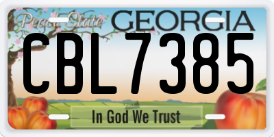 GA license plate CBL7385