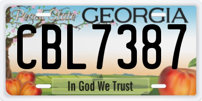 GA license plate CBL7387