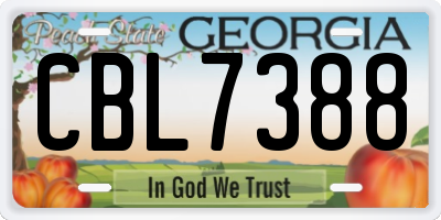 GA license plate CBL7388