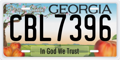 GA license plate CBL7396