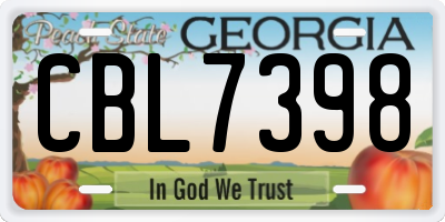 GA license plate CBL7398