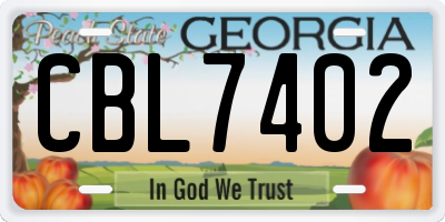 GA license plate CBL7402