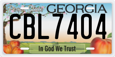 GA license plate CBL7404