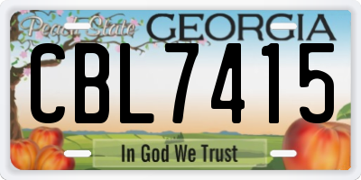 GA license plate CBL7415