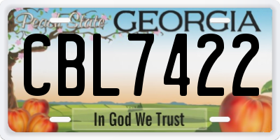 GA license plate CBL7422