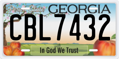 GA license plate CBL7432