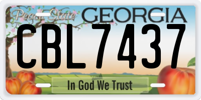 GA license plate CBL7437