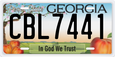 GA license plate CBL7441